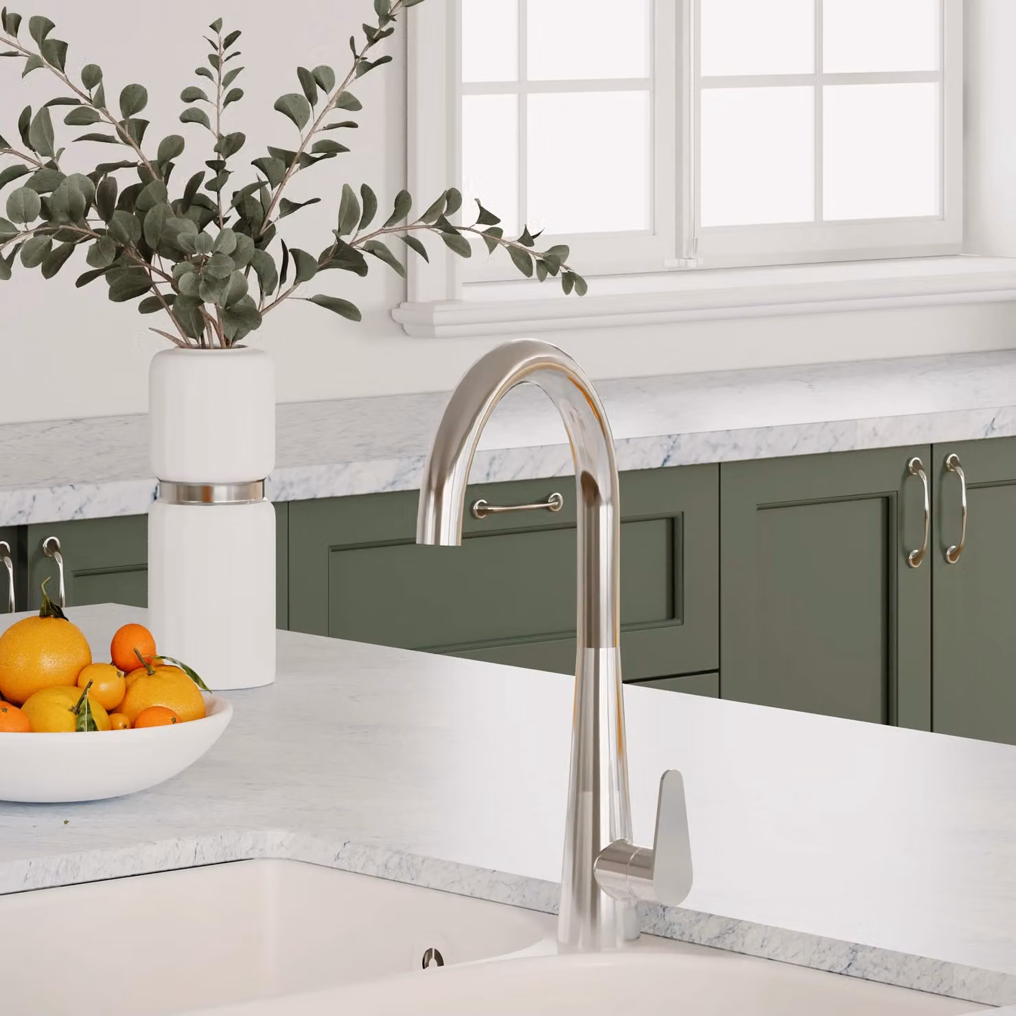 Balterley Situla Single Lever Kitchen Mono Mixer Tap in Chrome Silver, Height: 39.8 cm – 2