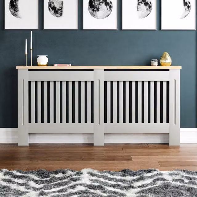 Vida Designs Modern Wall Mounted Radiator Cover in Matt Grey, W/D/H: 172 x 83 x 19 cm