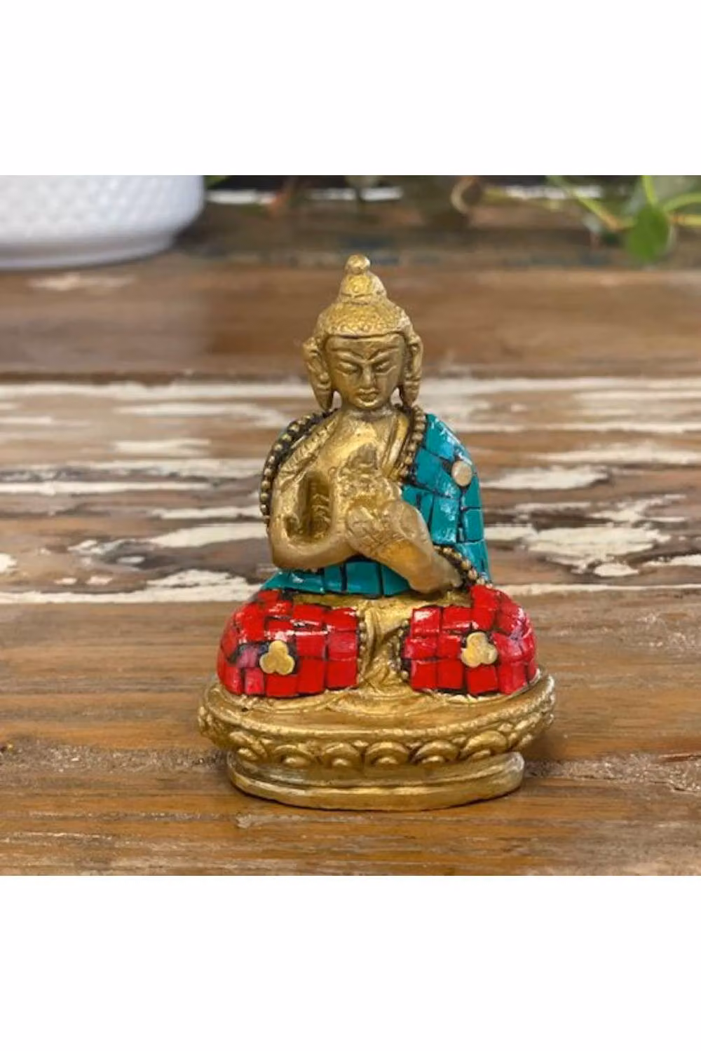 KDMD Gold Brass Buddha Figure for Tabletop, Height: 7.5 cm – 3