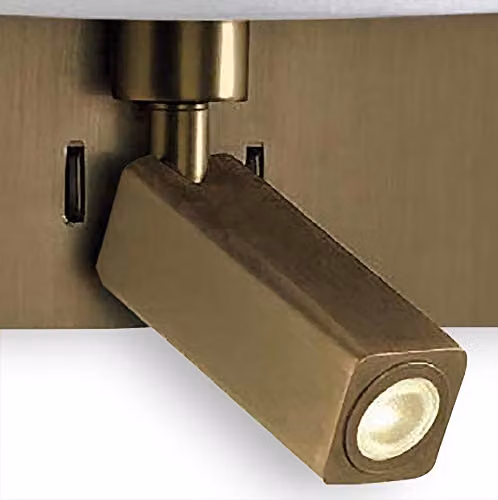 Netlighting Bahia Wall Lamp in Bronze with White Fabric Shade and 3W LED Reading Light – 2
