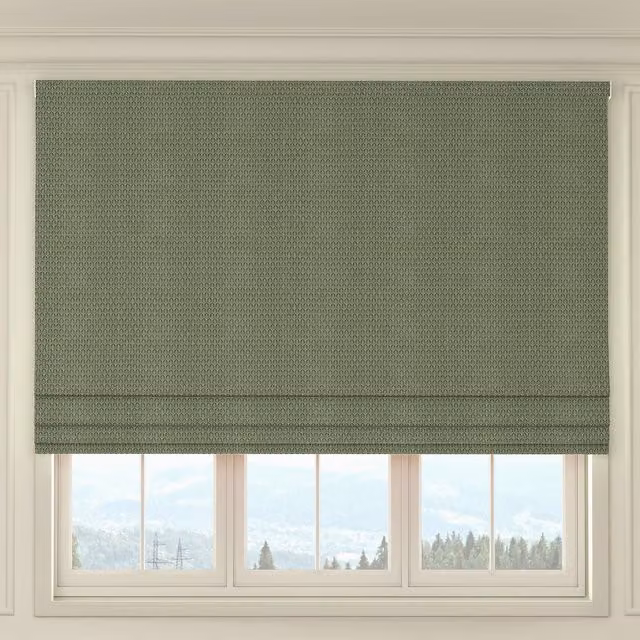 HOUSE Llewelyn-Bowen Made To Measure Roman Blind in Forest Green with Oak Leaf Floral Pattern