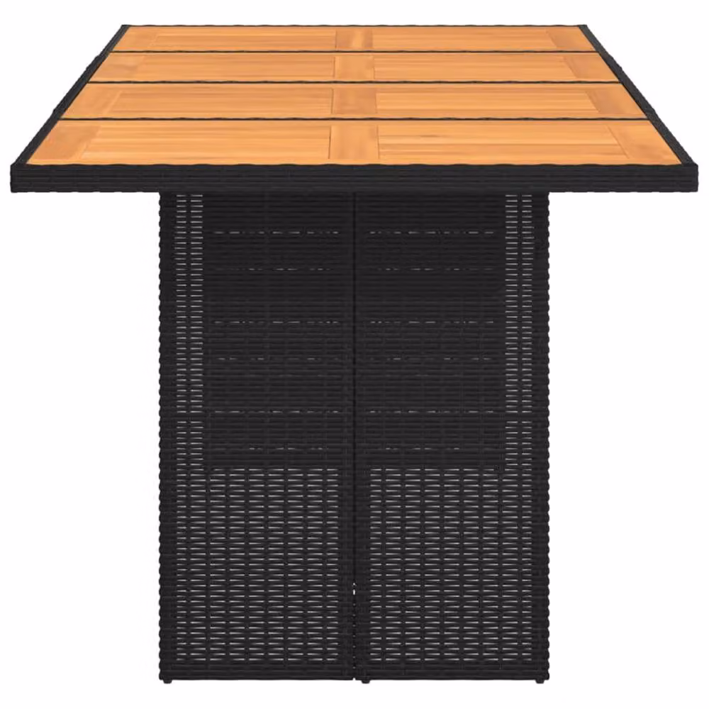 Berkfield Home Extendable Garden Table with Black Poly Rattan and Acacia Wood Top, W: 190 cm, D: 80 cm, H: 74 cm – 4