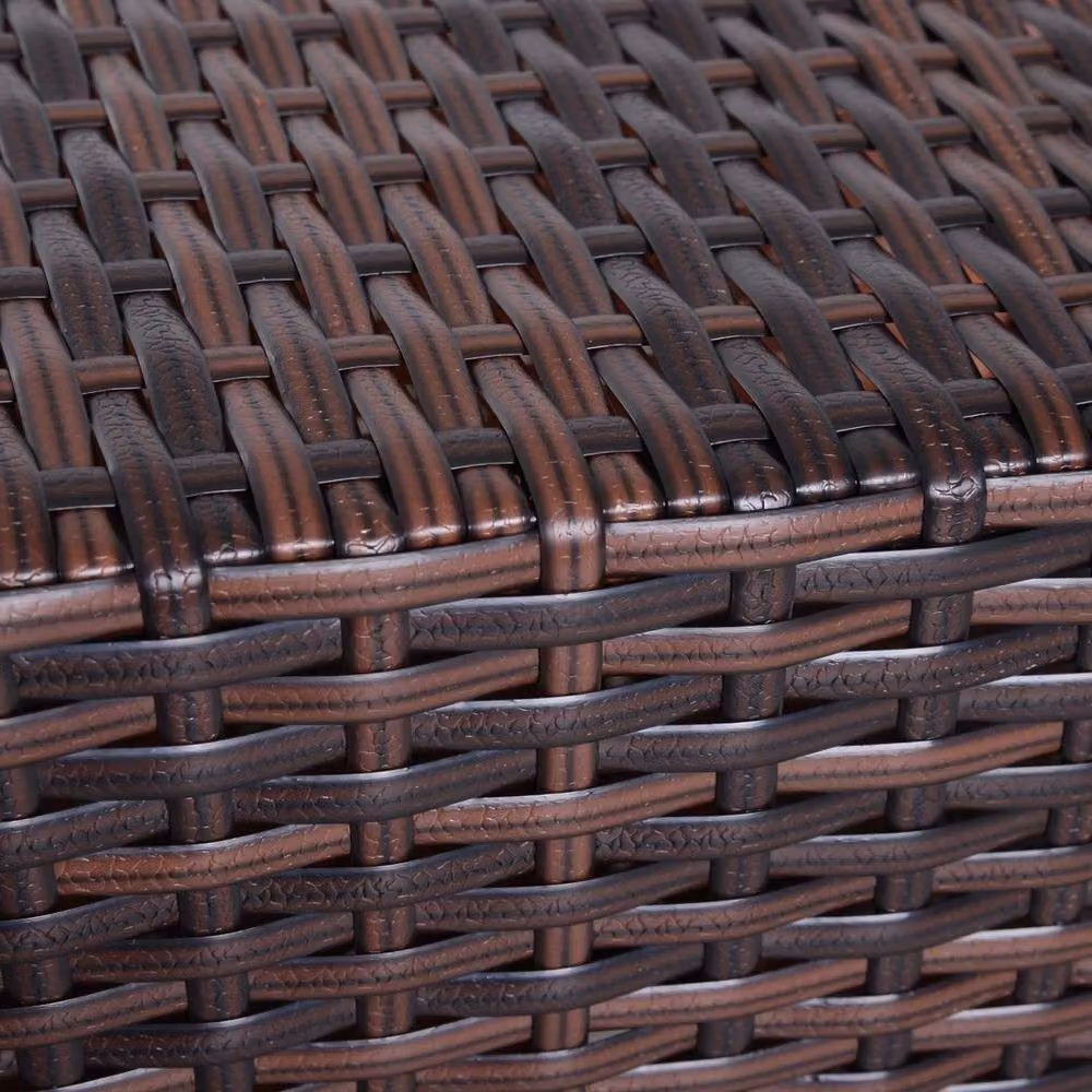 Wyld Haus Lekavi Brown Rattan Outdoor Coffee Table with Parasol Hole and Shelf – 4