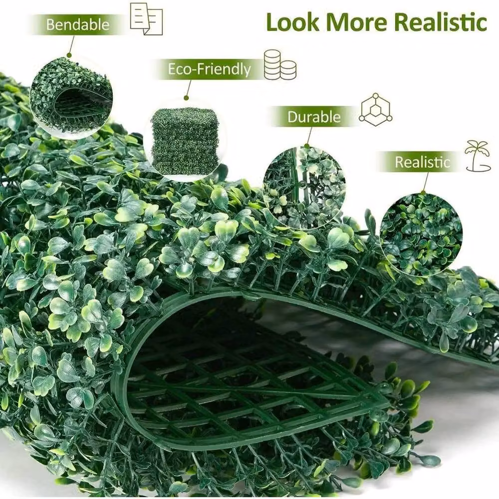 FLAVORA 10 Piece Artificial Hedge Plant Wall Garden Fence Screening in Green – 3