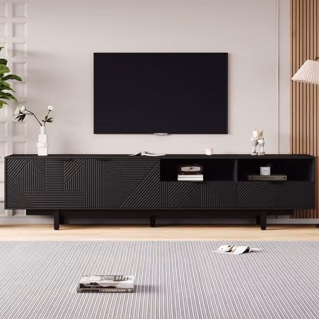 Matteo Modern Bohemian Black Geometric TV Cabinet for up to 90 Inch TVs – 1