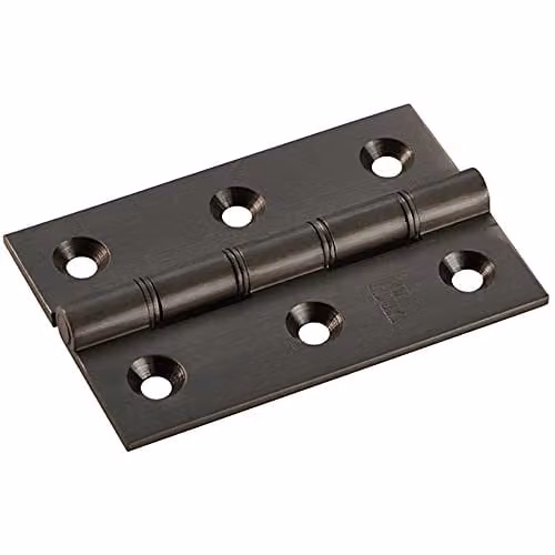 Loops Pair of Matt Bronze Brass Washered Butt Hinges for Internal Doors, W/D/H: 76 x 50 x 2.5 mm – 1