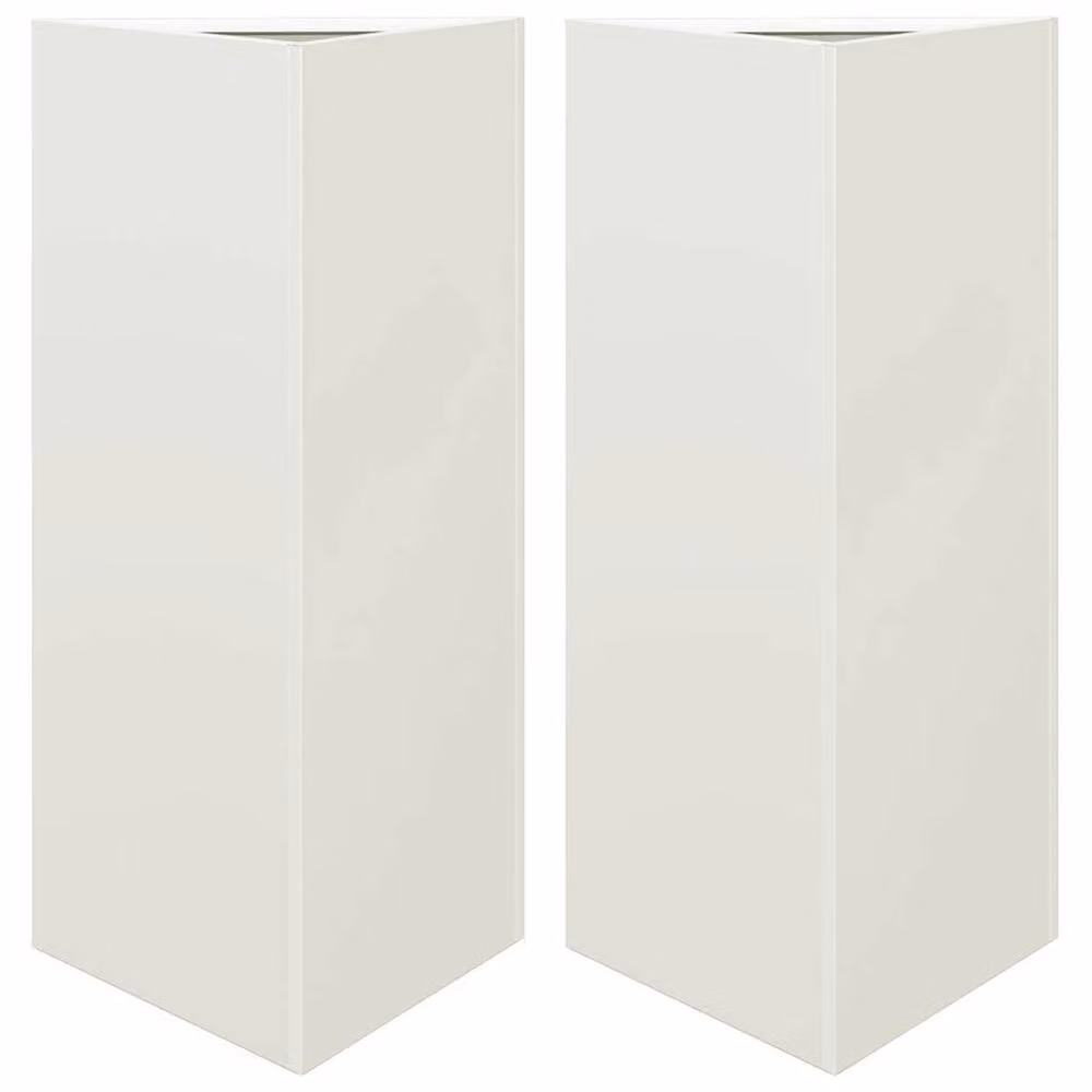 Berkfield Home White Triangular Steel Garden Planter Tub, 2 Pack, H x W x D: 70 x 40 x 34.5 cm – 2