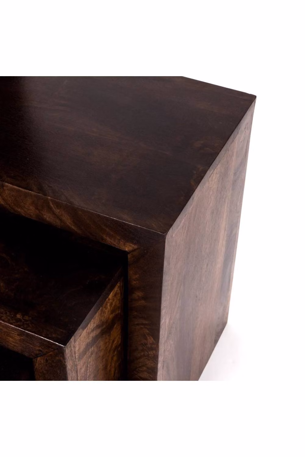IH Design Southborough Nest of 3 Mango Wood Tables in Deep Walnut Brown – 3