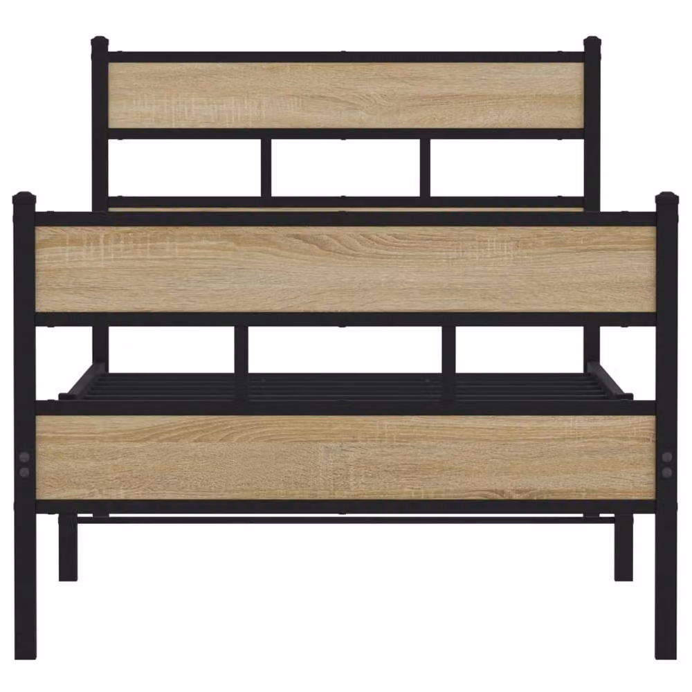 Berkfield Home Metal Bed Frame in Sonoma Oak, W: 80 cm, L: 200 cm – 4