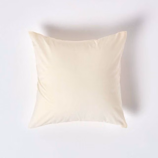 Homescapes 200 Thread Count Combed Cotton Percale Pillowcase, Beige/Yellow, W/D/H: 60 x 80 cm
