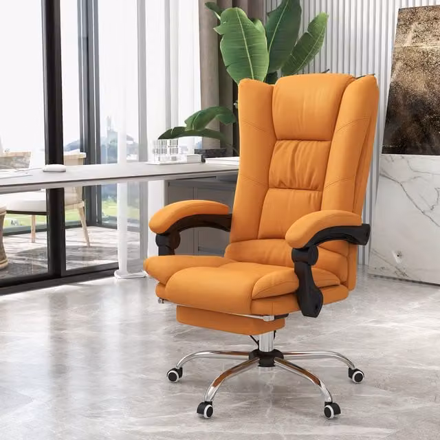 Vinsetto 4 Point Massage Executive Office Chair in Brown Synthetic Leather with Headrest