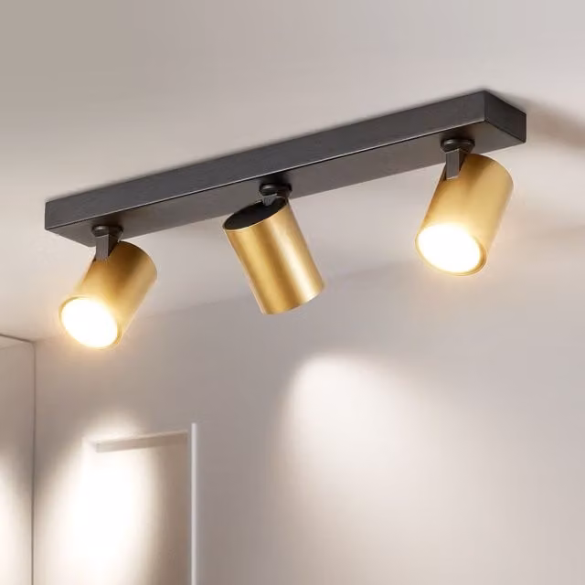 Harper Living Adjustable Modern Metal Ceiling Spotlights in Matt Black and Gold Finish