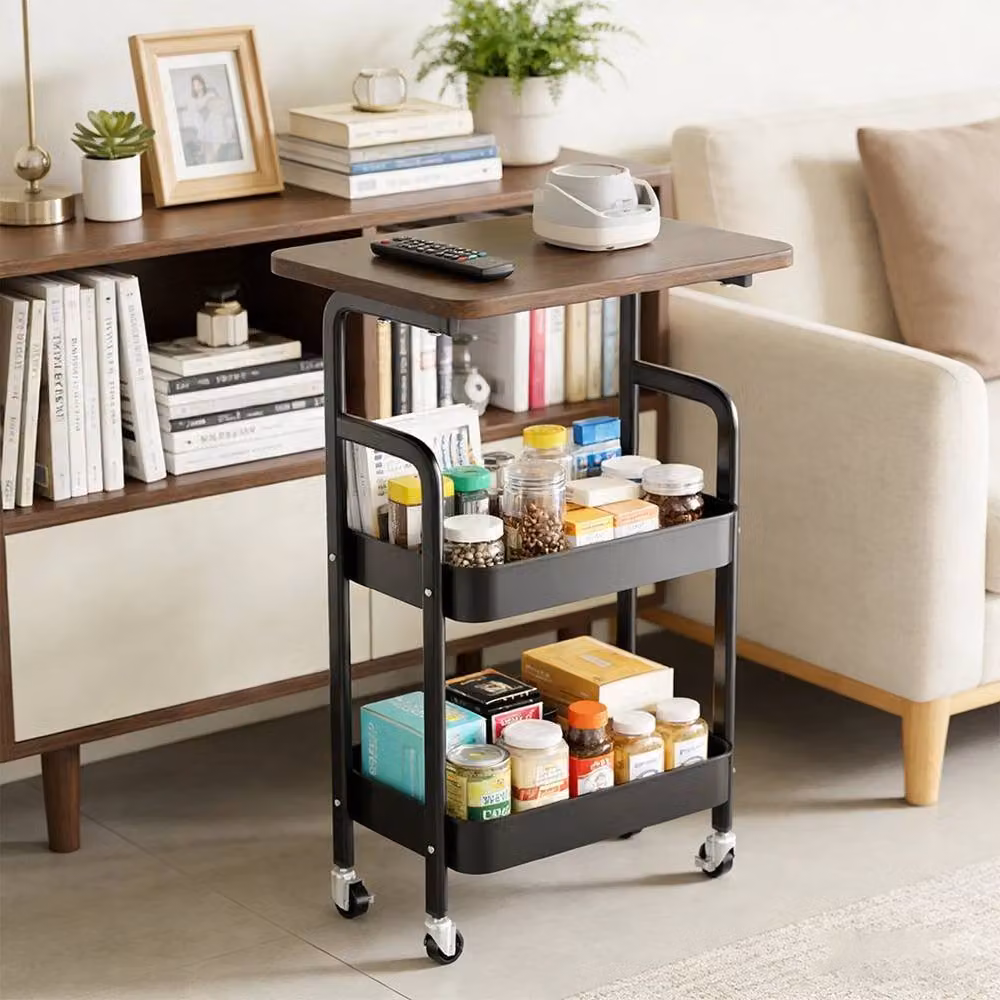 EONLION Black 3 Tier Metal Storage Trolley Cart for Kitchen and Office – 4