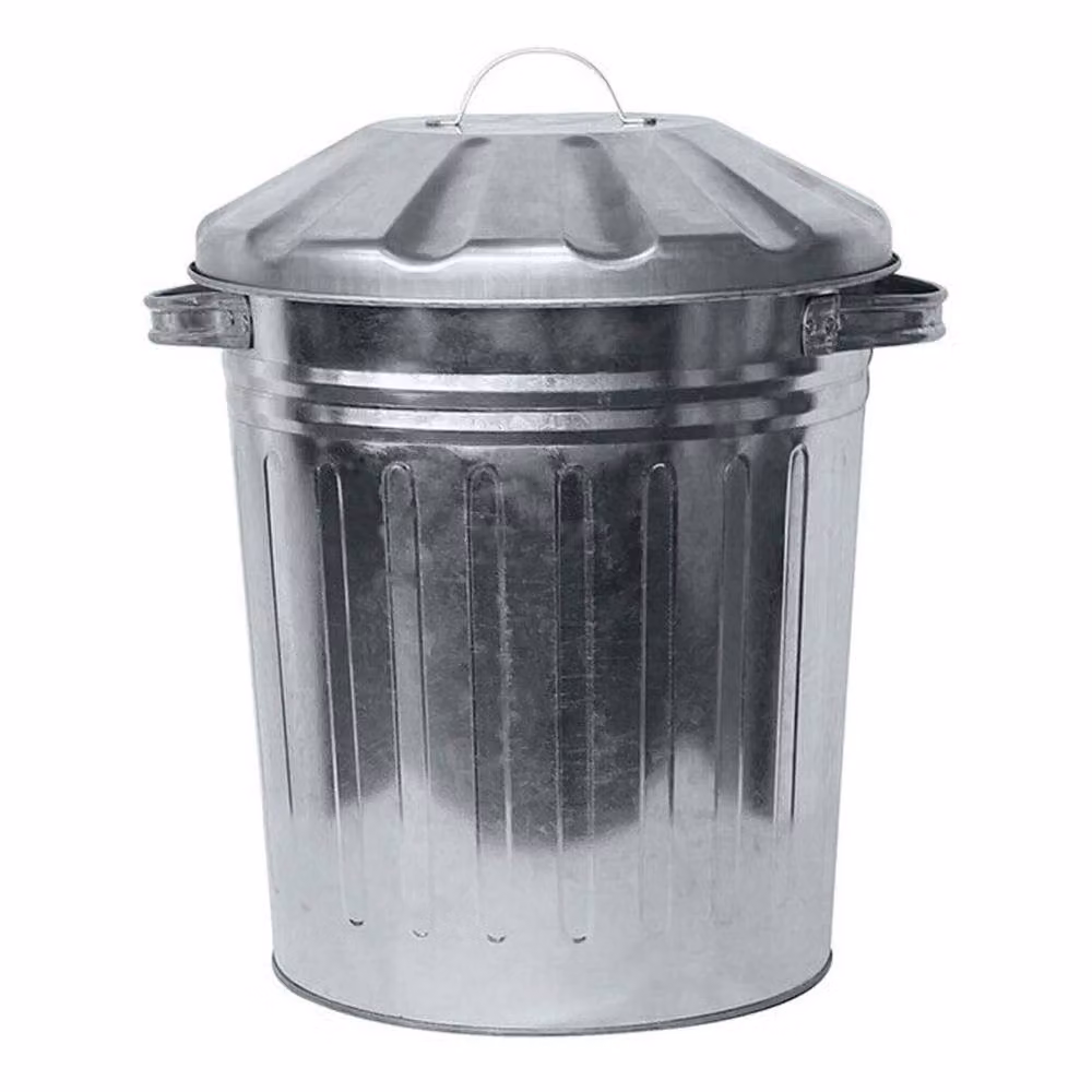 FLAVORA Small Metal Galvanised Rubbish Bin with Flip Lid, Silver, 15 l – 4