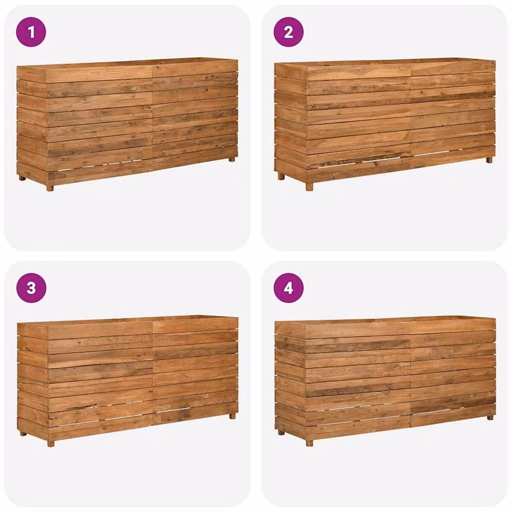 Berkfield Home Raised Bed in Brown Solid Teak Wood and Steel, W/D/H: 150 x 40 x 72 cm – 5
