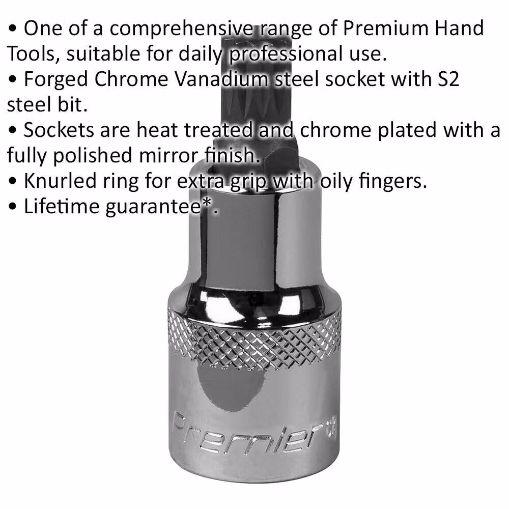 Loops M9 Forged Spline Socket Bit 1/2 inch Square Drive Chrome Vanadium Wrench Socket in Silver and Multicolour – 2