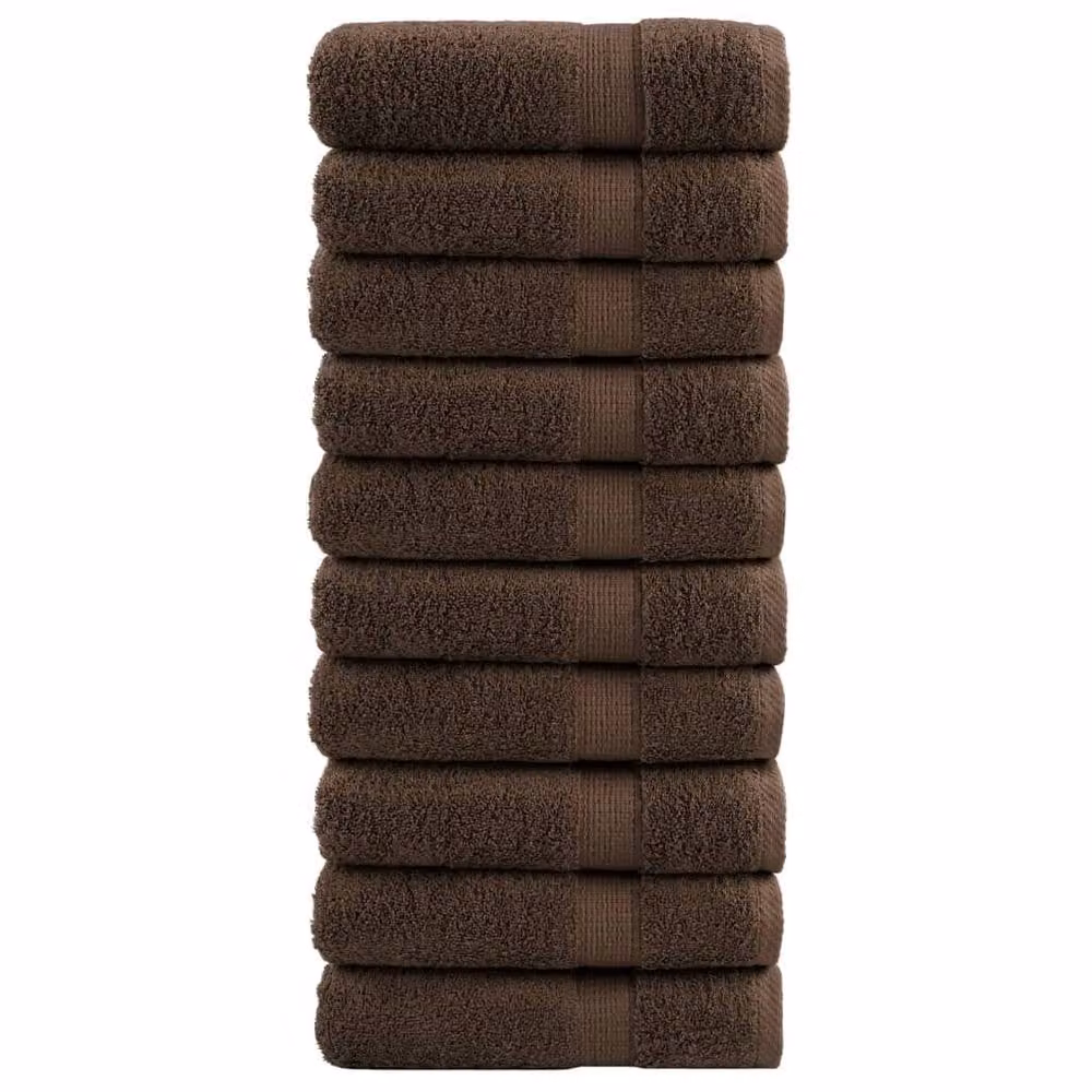Berkfield Home SOLUND Premium Cotton Terry Hand Towels, Brown, 10 Pack, W: 50 cm, L: 100 cm, 600gsm – 2