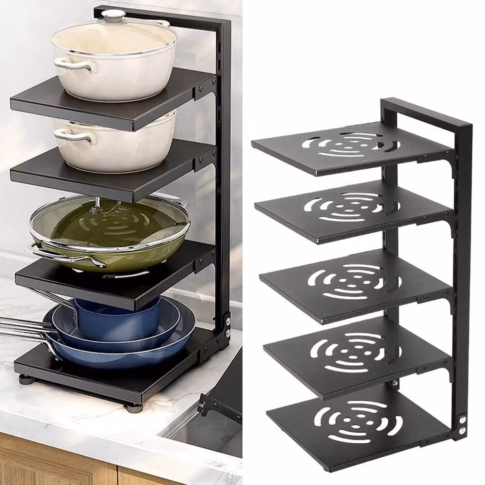 KORVIXA 5 Tier Adjustable Carbon Steel Study Rack in Black – 5