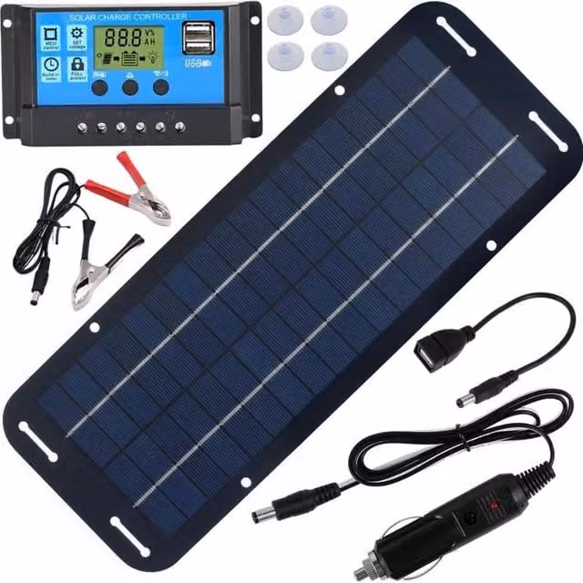 SPETLEK 100W Solar Panel Kit with 30A Battery Charger and Controller, Black, W: 1000 cm, H: 52 cm – 1