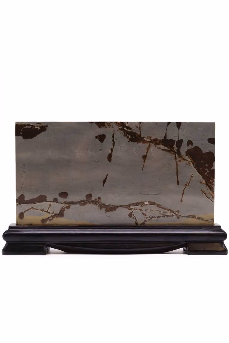 KDMD Guohua Natural Geology Landscape Picture Stone, Grey, W: 15.0 cm, H: 25.0 cm