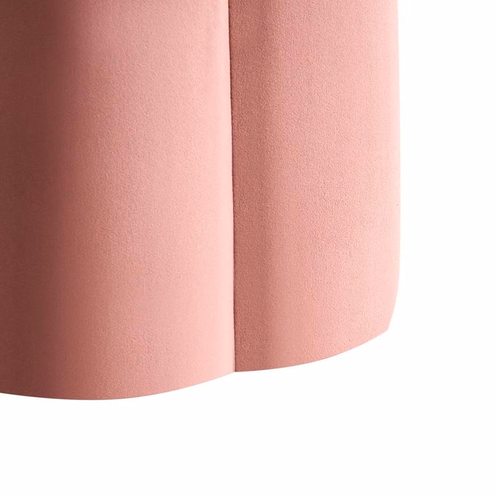 Wyld Haus Pink Velvet Cylindrical Pouffe with Rubberwood Frame, W: 39 cm, D: 34 cm, H: 45 cm – 4
