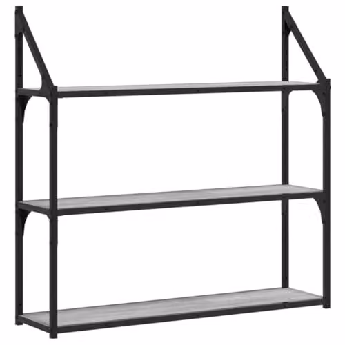 vidaXL 3-Tier Wall Mounted Shelf, Grey, W: 80 cm, D: 21 cm, H: 78.5 cm – 1
