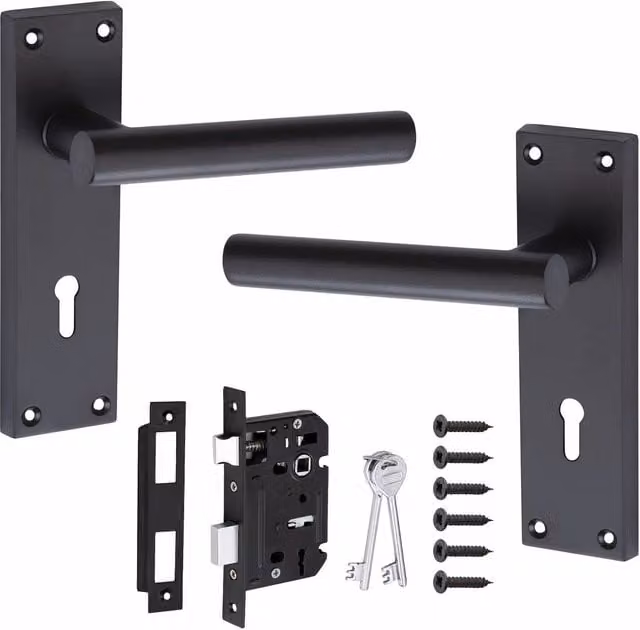 Golden Grace Matt Black Door Handle Set