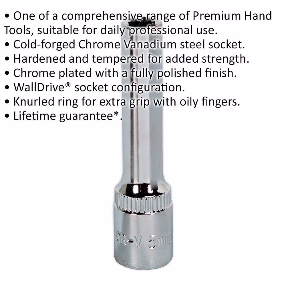 Loops 5mm Deep Drive Socket 1/4 inch Square Drive in Silver Chrome Vanadium – 2