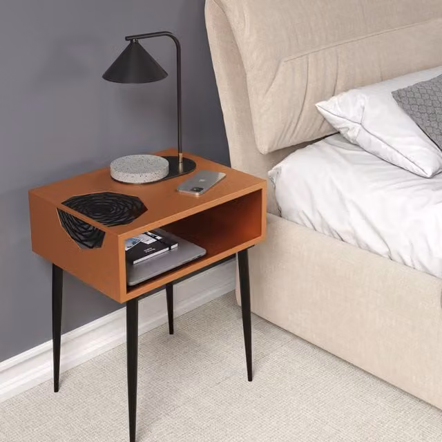 Galaxy Metal Geometric Open Side Table and Bedside Cabinet in Copper and Black