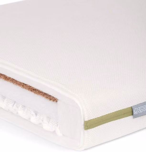 Mamas & Papas Premium Dual Core+ Cot and Small Cotbed Mattress in White with Pocket Spring and Antibacterial Technology