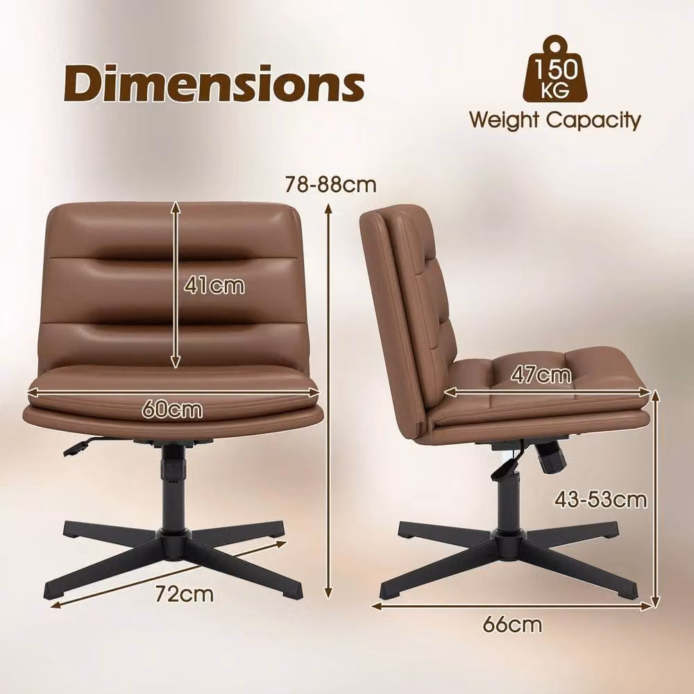 Kelvenix Brown PU Leather Wide Swivel Computer Task Chair – 2