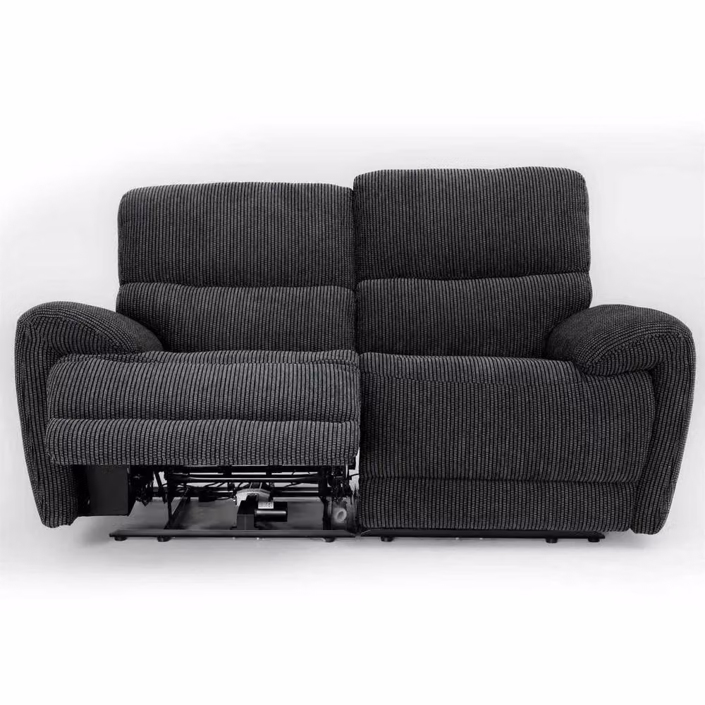 Furnishings For Less UK Carla Black Fabric 3 Piece Electric Reclining Sofa Suite with USB Charging – 2