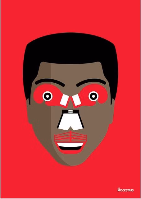 Mockstars Muhammad Ali Modern Red Art Print, A3