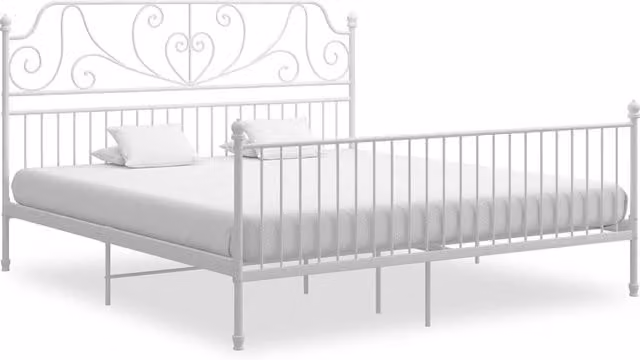Berkfield Home White Metal Super King Bed Frame W: 180 cm, D: 200 cm