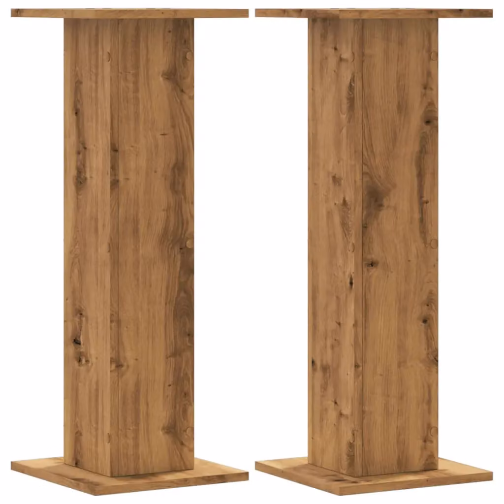 Berkfield Home Set of 2 Artisan Oak Plant Stands in Brown, W/D/H: 30 x 30 x 80 cm – 2