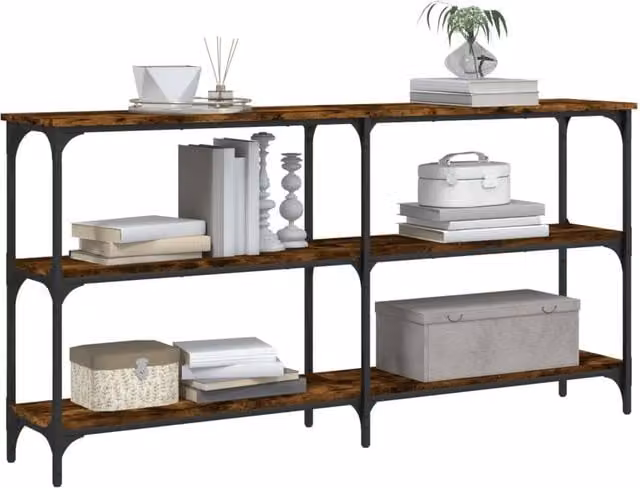 Berkfield Home Decorative Console Table in Smoked Oak Brown, W/D/H: 150 x 29 x 75 cm