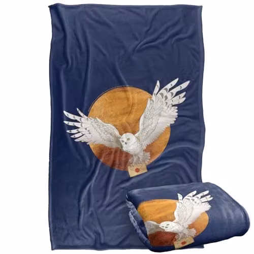 Warner Bros. Harry Potter Hedwig and The Moon Super Soft Silky Touch Fleece Throw Blanket, Multicolour, W: 91.44 cm x L: 147 cm