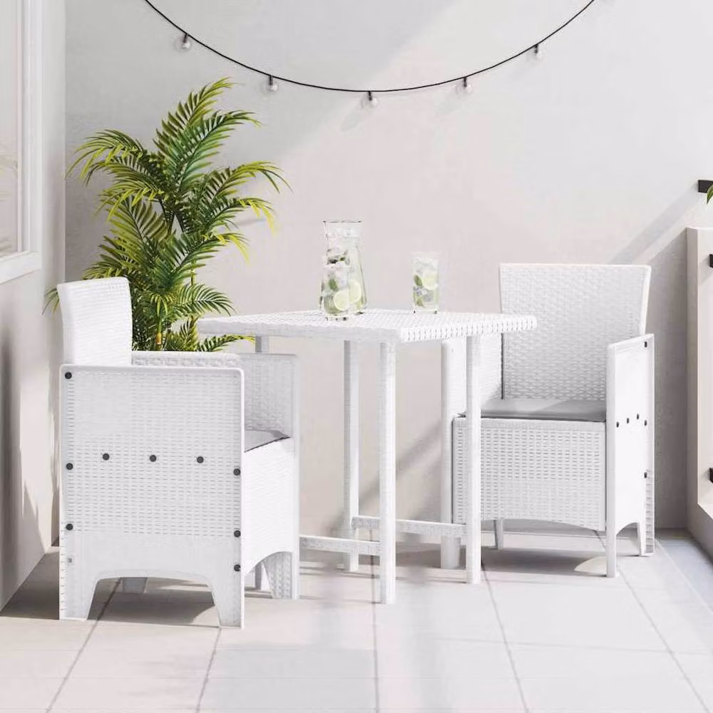 Berkfield Home Modern Garden Chair Set of 2 in White and Grey with Fabric Cushions – 2