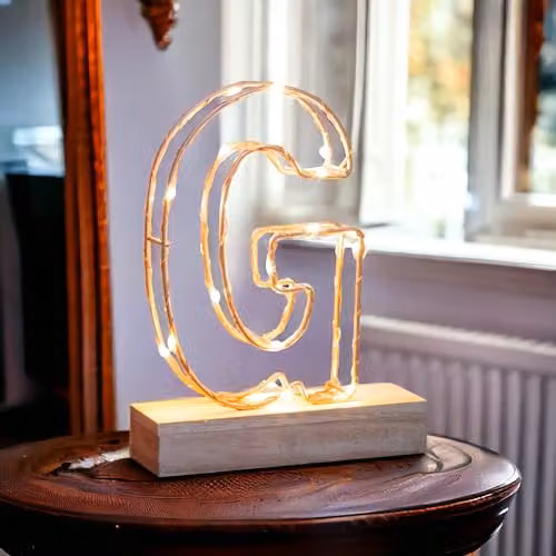 Echo Three LED Alphabet Wire Frame Letter Light G in Gold, H 22.0 cm x W 16.0 cm x D 5.0 cm – 2
