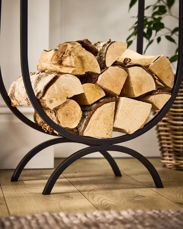 Dibor Traditional Style Black U Shape Metal Log Holder with Acorn Decoration, H: 76 cm, W: 46 cm – 3