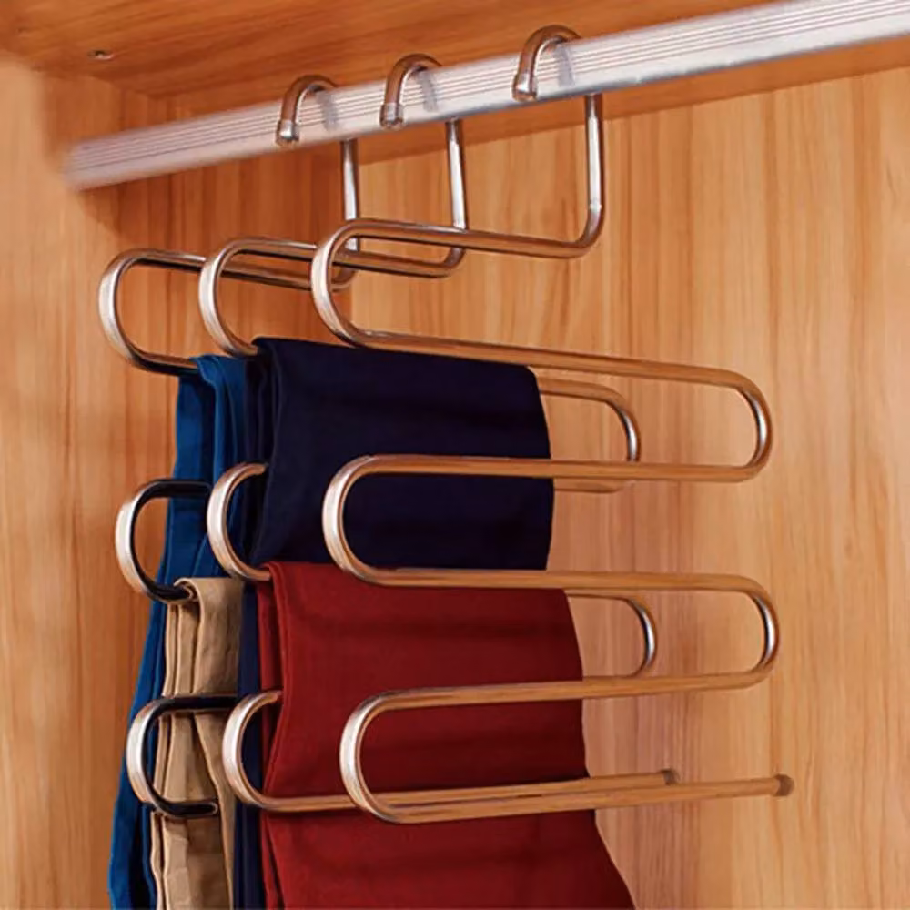 FLAVORA 5 Tier S Shape Multi Layer Trouser Storage Hanger in Silver, Width: 50 cm – 2