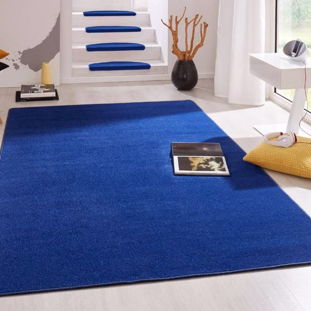 THE RUGS Uni Colours Modern Plain Blue Polypropylene Area Rug, W: 80 cm, L: 150 cm – 2