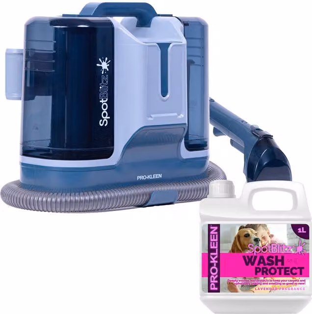ProKleen Spot Cleaner Carpet Washer in Grey with 1.8L Tank, 650W Power and 1L Lavender Carpet Shampoo – 1