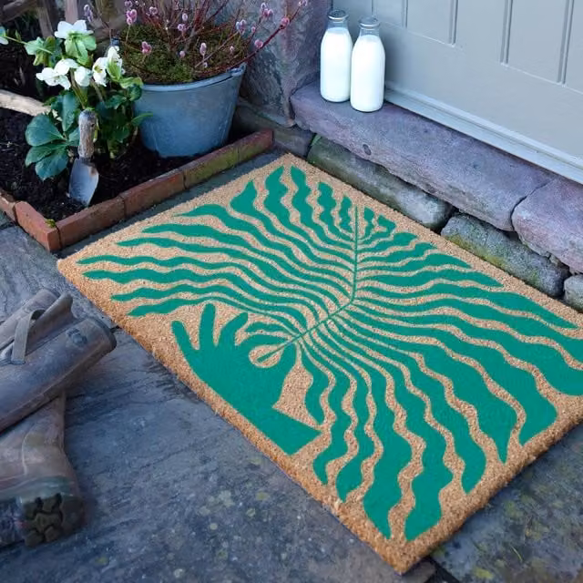Artsy Mats Elizabeth Olwen Hand Leaf Coir Doormat in Brown, W: 90 cm, D: 60 cm