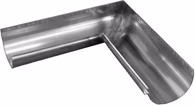 Coppa Gutta Titanium Zinc Half Round Internal Corner Gutter, 135 Degree, Silver, 125mm