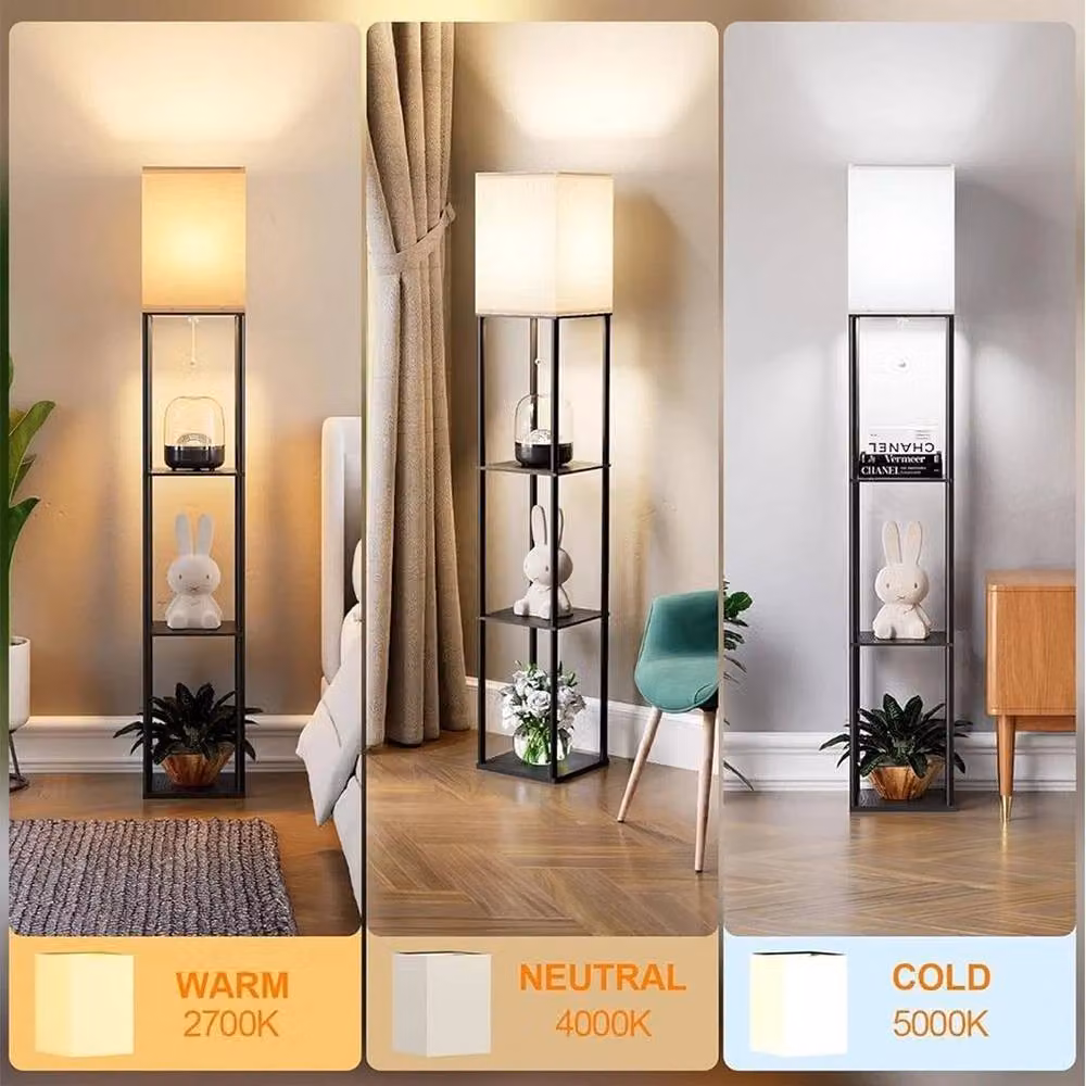 KORVIXA Modern Corner Floor Lamp with Shelves, Diameter: 40 cm, Height: 25 cm – 4