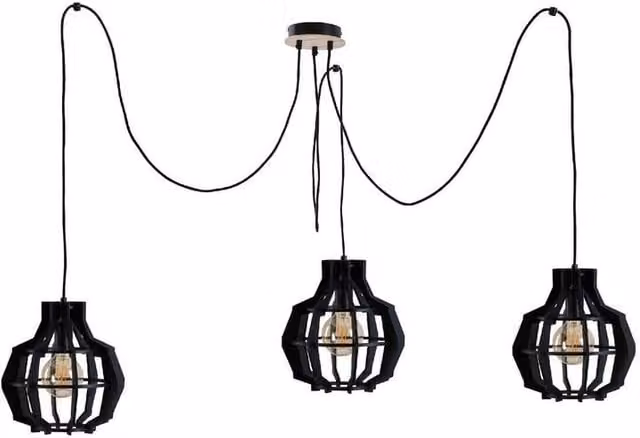 Netlighting Bento Cluster Small Pendant Ceiling Light in Black with 3x E27 Sockets
