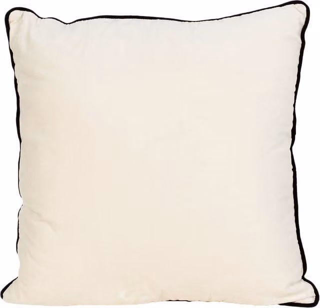 Divante Henley Square Velvet Cushion in Beige and White Cotton