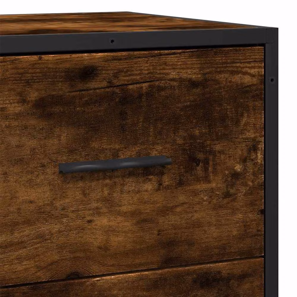 Berkfield Home Industrial Sideboard in Smoked Oak and Brown, W/D/H: 68 x 35 x 76 cm – 5