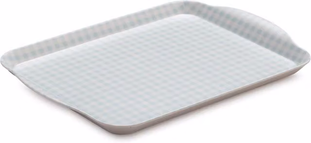 Zeal Premium Melamine Gingham Rectangular Tray with Handles in Blue, W: 27 cm, D: 21 cm